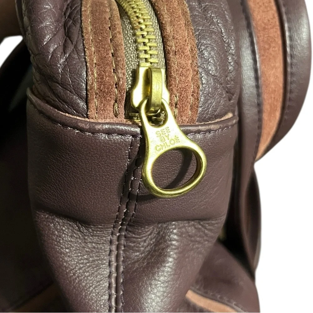 See By Chloe Brown Leather Shoulder Bag with Tan Accents - Picture 11 of 14